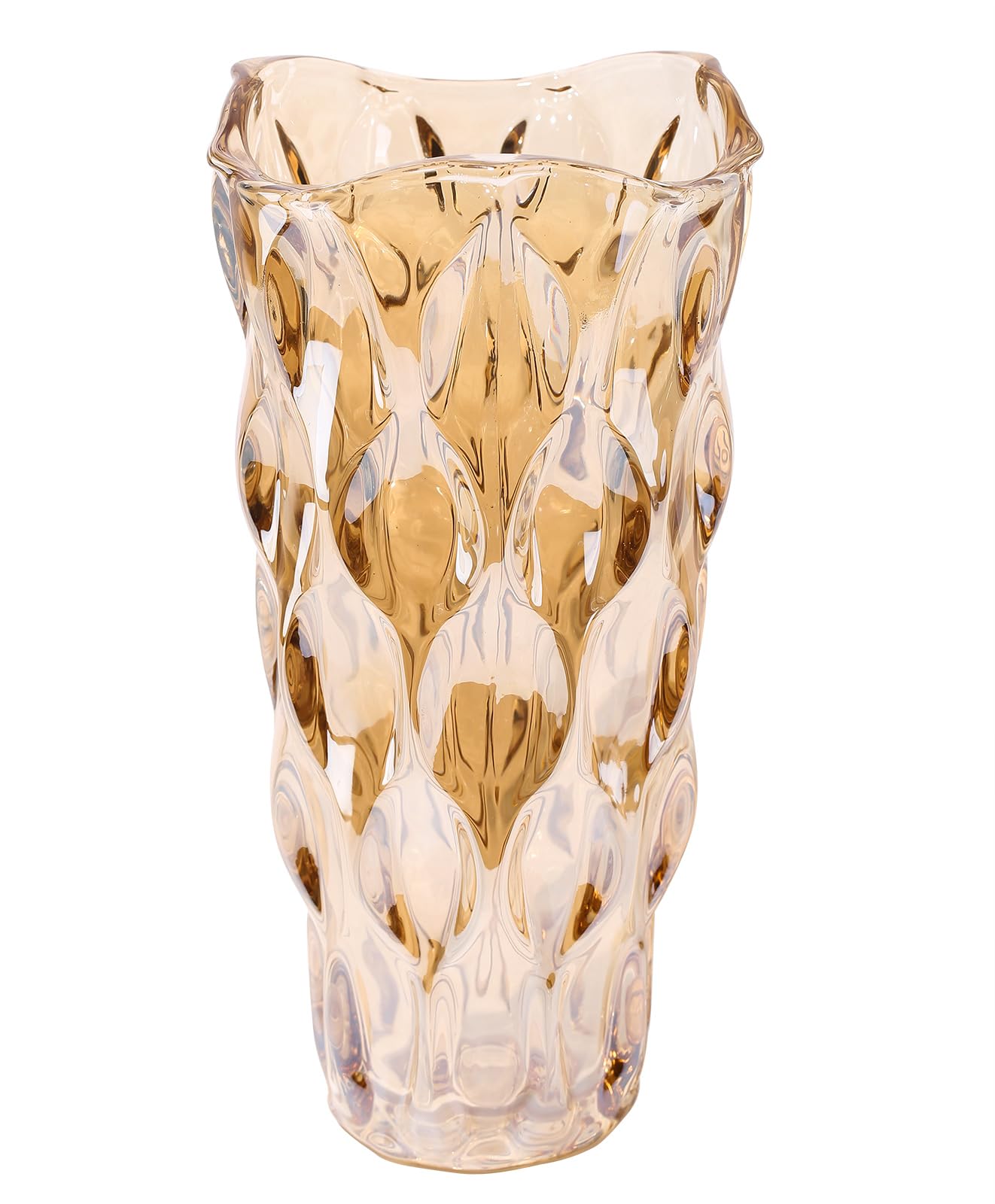 Vase en verre ambré - Cylindrique épais - Style bohème moderne - Fait à la main - Vase à fleurs décoratif pour table de salle à manger, mariage, fête de vacances, 29 cm de haut