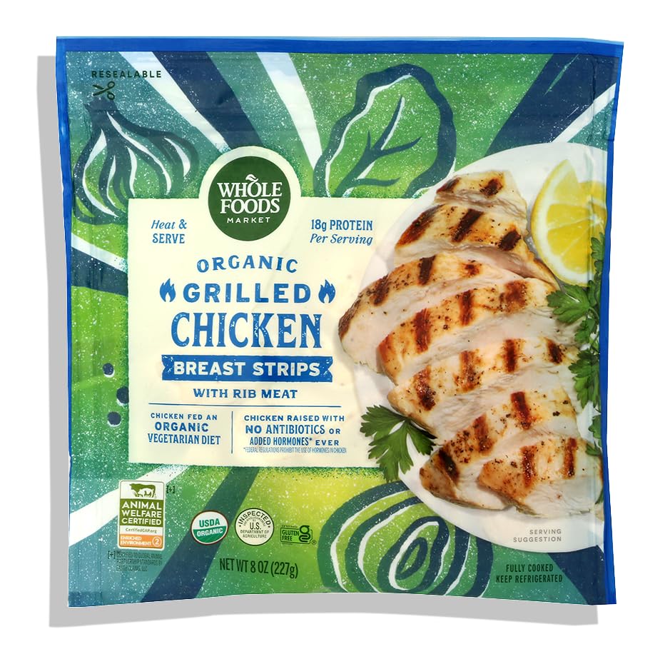 Whole Foods Market Organic Grilled Chicken Breast Strips, 8 OZ