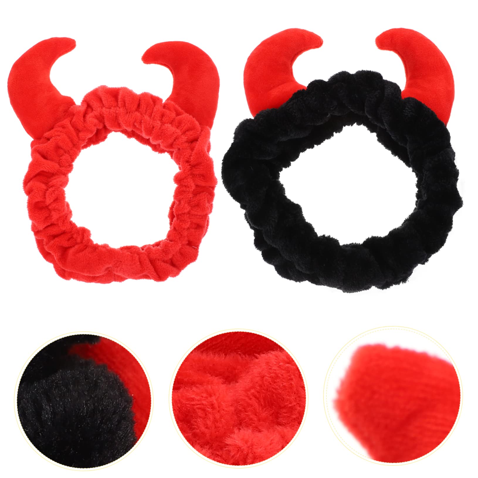GALPADA 2 Diademas de Peluche Forma de Cuerno para Mujer, Cómodas y Suaves, Ideales para Maquillaje y Ducha, Paquete de 2 Unidades