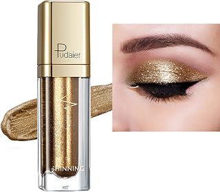 Liquid Glitter Eyeshadow, Metallic Matte Shimmer Sparkly Eye Shadows Eyeliner Pen Long Lasting Waterproof Quick Drying Eye Make up Kits(Gold)