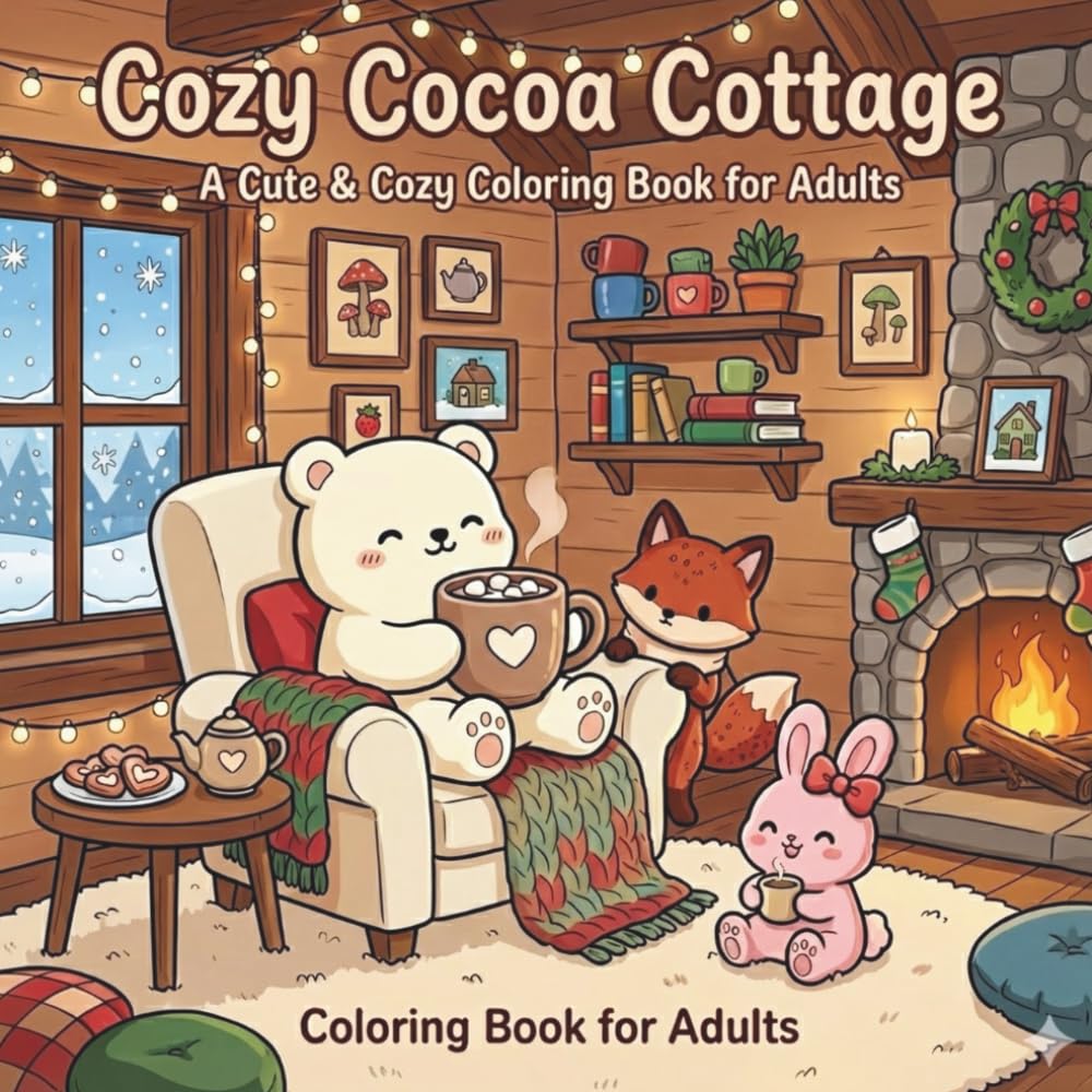 Cozy Cocoa Cottage: A Cute & Cozy Coloring Book For Adults