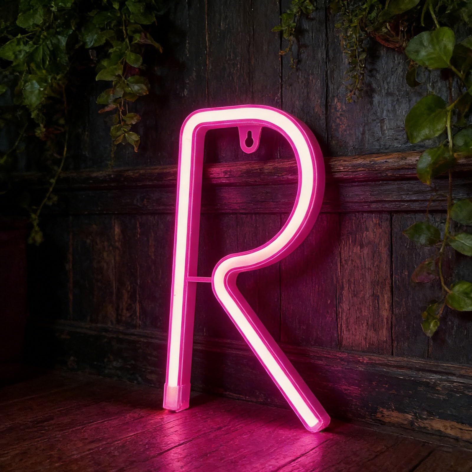 shulovehua Pink Neon Letter Sign - Battery/USB Powered LED Alphabet Neon Art Lights for Wedding, Birthday, Christmas, Home Bar Indoor Outdoor Garden Camping Festival Home Decor(R) — image 1
