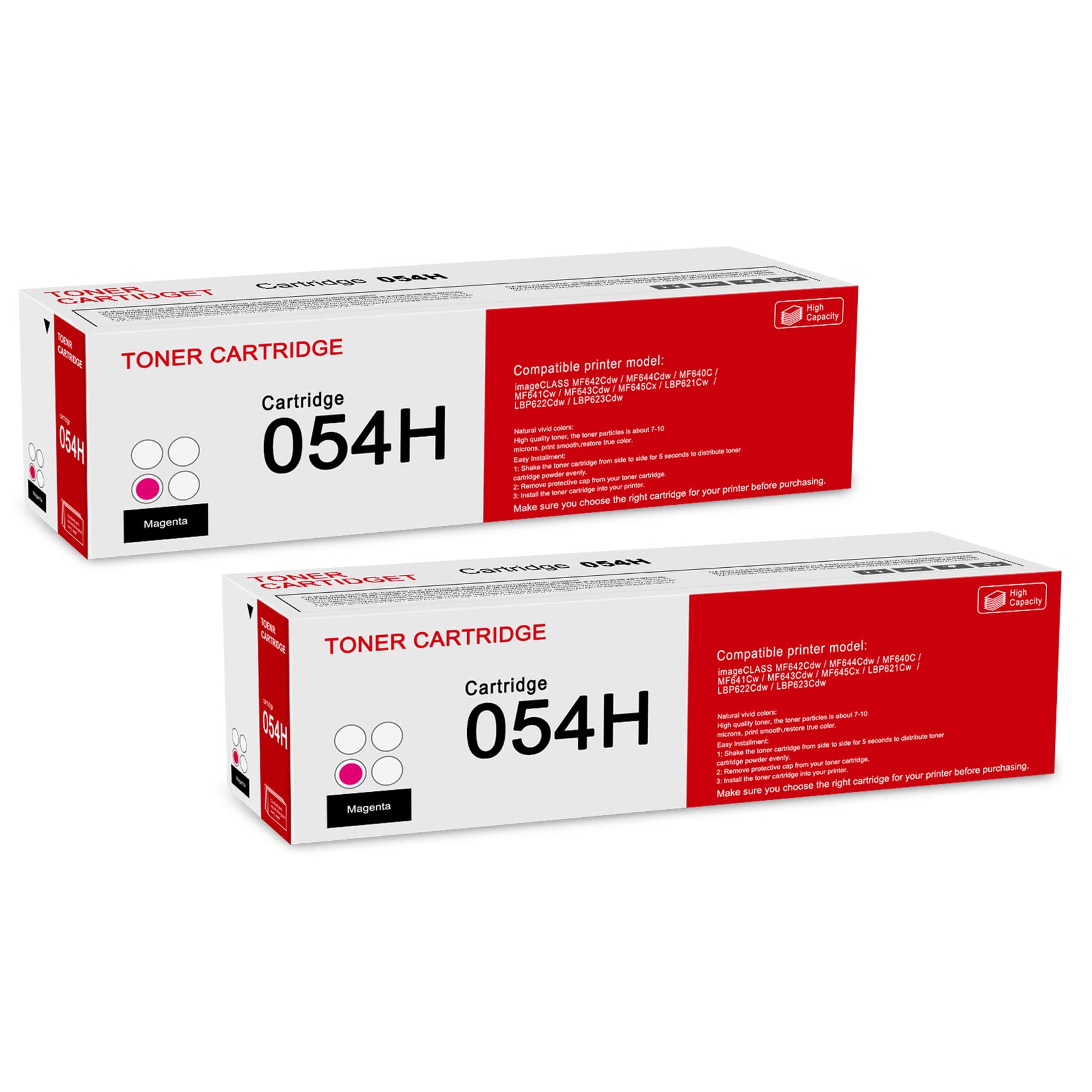 2 Pack 054H 3026C001 Magenta Toner Cartridge: Compatible CRG-054H Replacement for Canon imageCLASS MF642Cdw MF644Cdw MF640C MF641Cw MF643Cdw MF645Cx