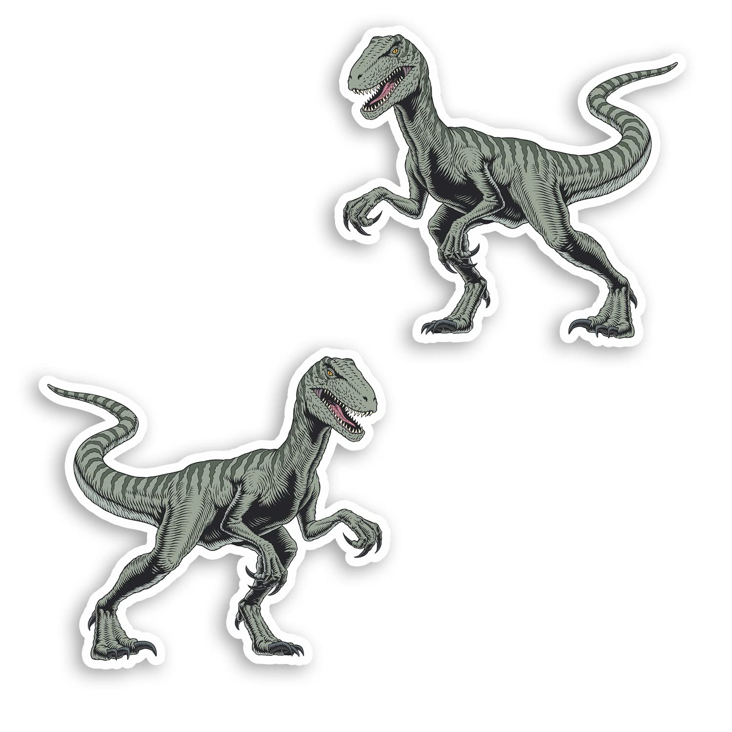 Dv Design Multi 2 X 10Cm Velociraptor Raptor Dinosaur Vinyl Stickers - Dino Decal Sticker #70608