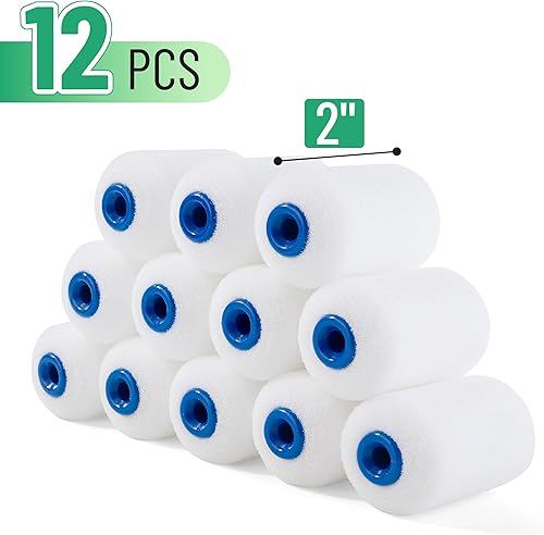 Miniatura 2 de Bates Choice Cubiertas para rodillos de pintura de espuma, 2 pulgadas, paquete de 12, mini cubiertas de rodillos de pintura de alta densidad