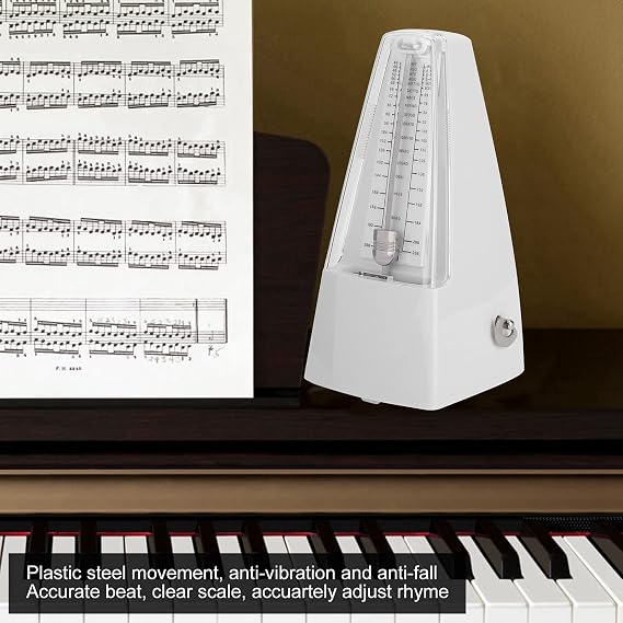 Mechanical Metronome, Music Universal Classic Electronic Keywound Metronome for Piano Drum Set Bass Violin (White)