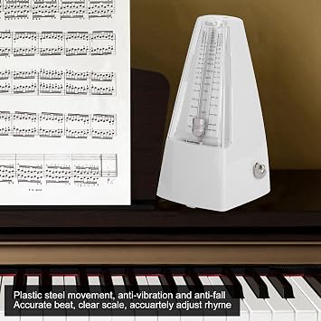 Mechanical Metronome, Music Universal Classic Electronic Keywound Metronome for Piano Drum Set Bass Violin (White)