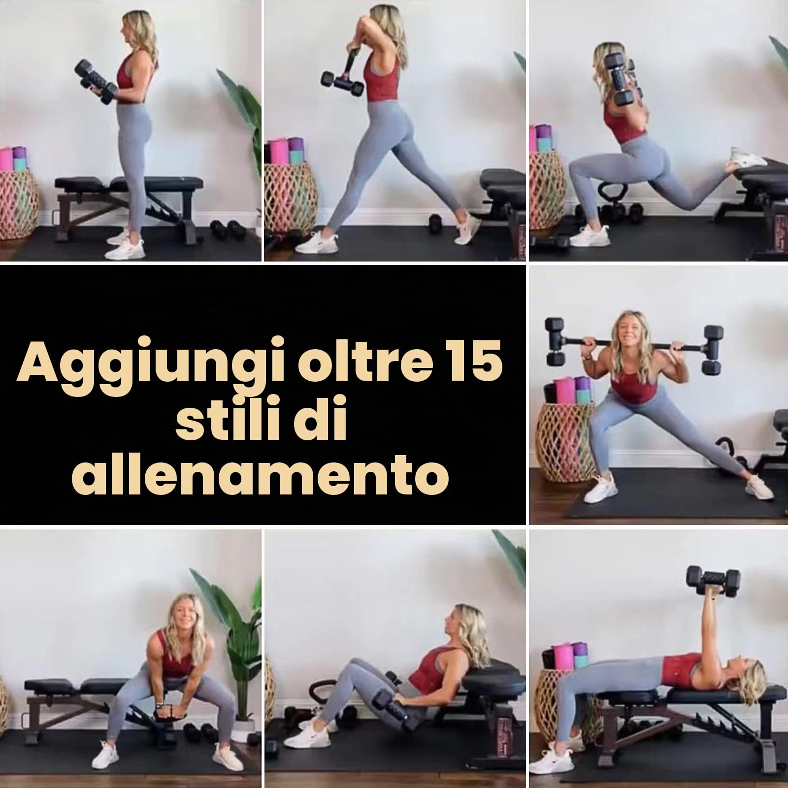 Bimiti Convertitore di manubri a barra regolabile per sollevamento pesi - Accessori che supportano fino a 175 libbre per palestra