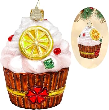 Cupcake Christmas Ornaments,Hand-Blown Glass Ornaments for Christmas Tree | Cupcake Collection Figurine Hanging Ornaments,Christmas Decorations for Dessert Lovers Holiday Party Home Gift