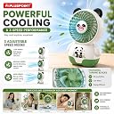 PLUSPOINT Panda Mini Portable USB Rechargeable Fan | Cute Handheld & Desk Fan with 3 Speed Settings | Lightweight Personal Cooling Fan for Girls, Women, Men, Kids | Indoor & Outdoor Use gallery image