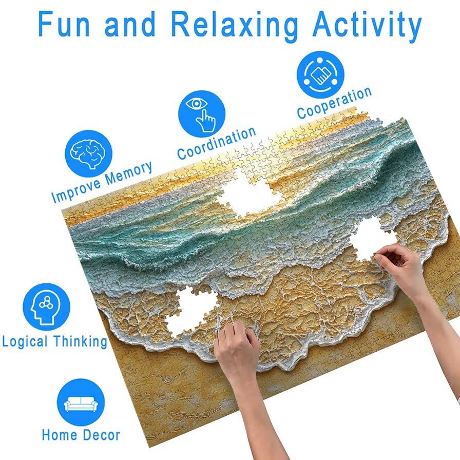 Puzzle 1500 Piezas Playa para Adultos, Puzzle Paisajes de Madera con Caja Regalo para Adultos, Rompecabezas Desafiante para Toda la Familia, Rompecabezas para Regalo Mujer, Home Decoration, -5803