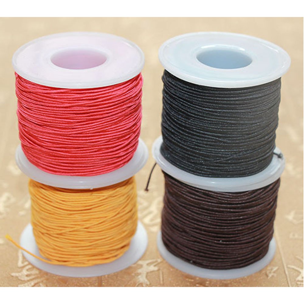 1mm Elastic Cord Beading Crafting Stretch String - 164 Feet - With Color Yellow, red, brown, black