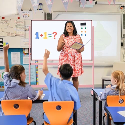 Miniatura 6 de Caballete portátil móvil móvil de los lados dobles de la altura del tablero blanco del balanceo en las ruedas