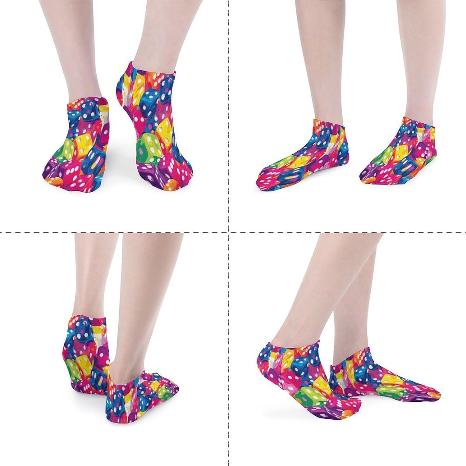 Colorful Dices Ankle Socks for Men Women Low Cut Crew Sock Casual Sports Clothing