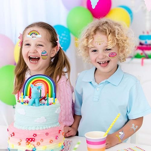 Miniatura 5 de Tatuajes temporales (brillo + purpurina metálica) para niños, niñas, niños, recuerdos de fiesta de animales, suministros de fiesta, decoraciones de