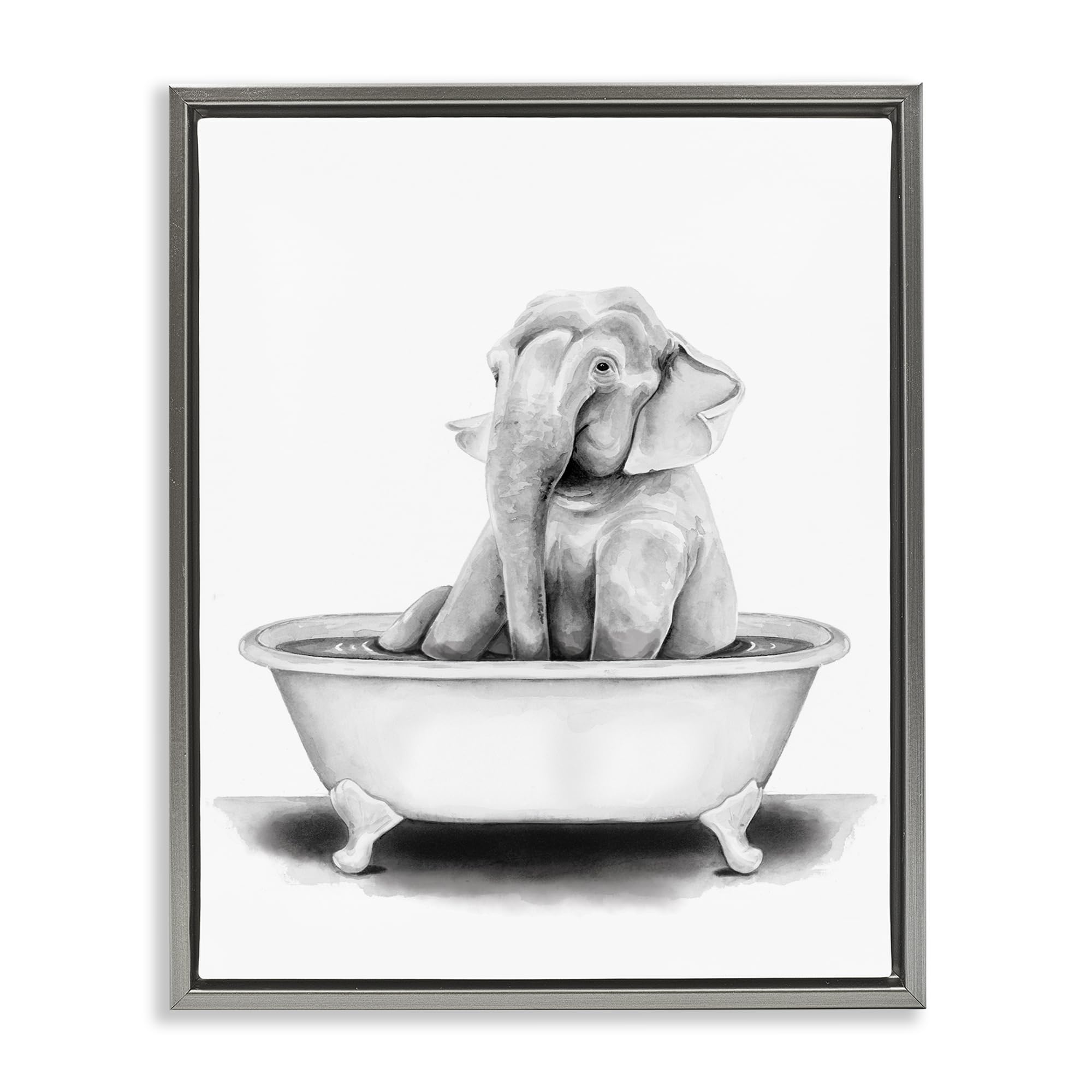 Funny Elephant Bath Time Nursery, 17 x 21 Inch Canvas in Floater Frame
