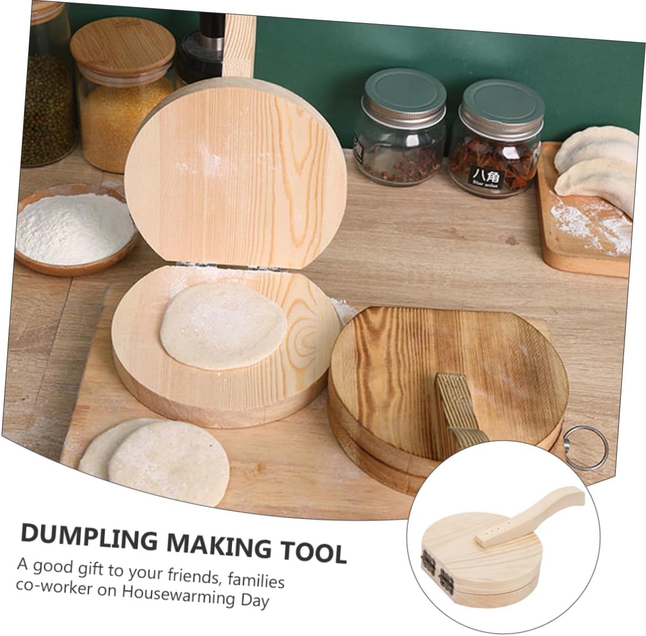 1pc Wooden Dumpling Dough Pressing Tool Practical Dumpling Wrapper Presser for Easy Homemade Cooking Food-grade Wooden Material for Making and Empanadas