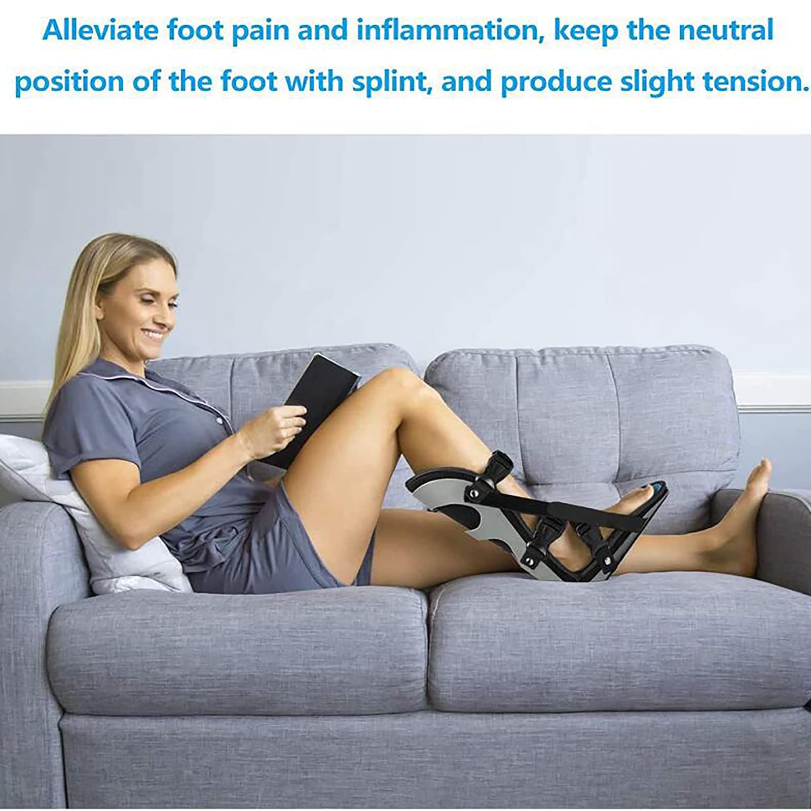Férula Nocturna Universal para Fascitis Plantar, Protector Esguince Fractura Tobillo Ajustable con Suela Antideslizante,sin Soporte,fácil Usar Y Cómodo,para Pantorrilla Tendón Fascia