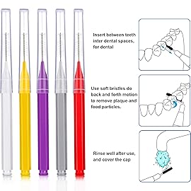 Patelai 100 Pieces Braces Brush for Cleaner Interdental Brush Toothpick Dental Tooth Flossing Head Oral Dental Hygiene Flosser Toothpick Cleaners Tooth Tool
