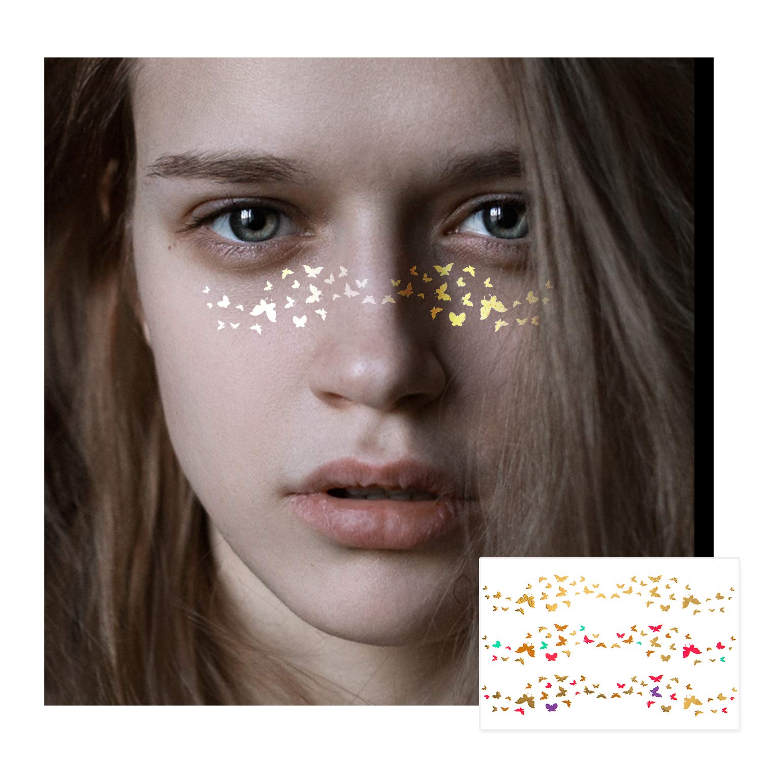 10 Sheets Face Tattoos Sticker, Freckle Sticker and Face Metallic