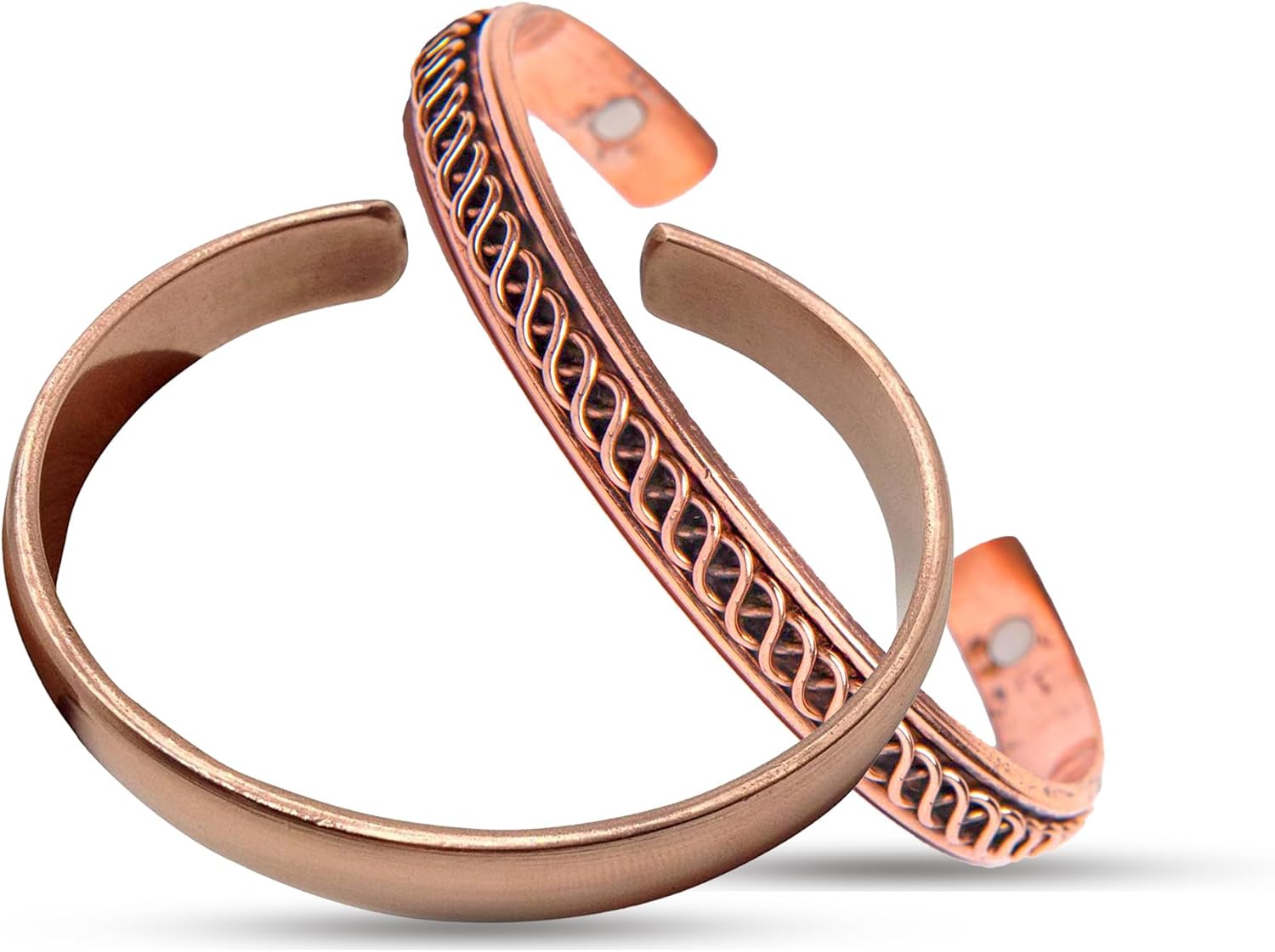 Wonder Care Copper Bracelet for Men & Women | Solid and High Gauge Pure Copper Bracelet | Copper Jewelry Cuff kada Adjustable | Best Rakhi Gift for Brother | Copper Band with Velvet Case and Gift Box