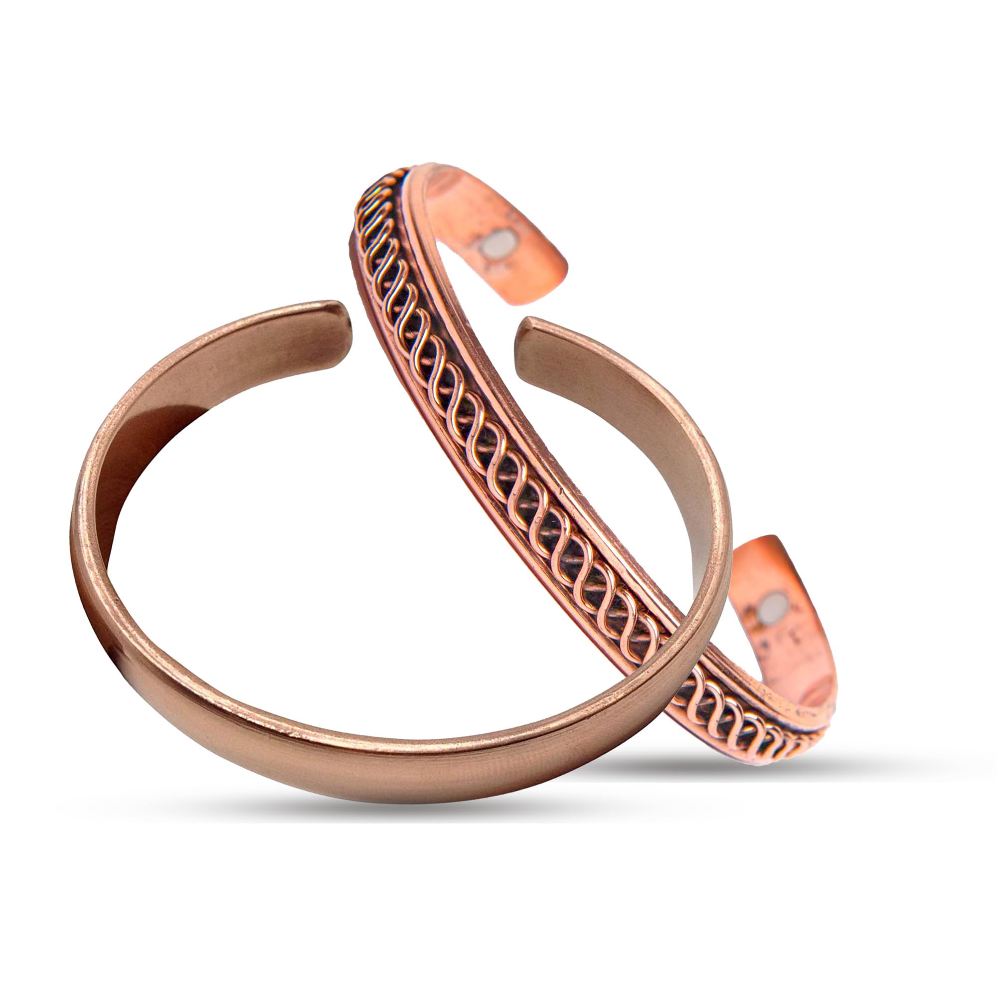 Wonder CarePure Copper Bracelet For Women and Men Adjustable Copper Bracelet For Men Magnetic Copper Kada Pack of 2