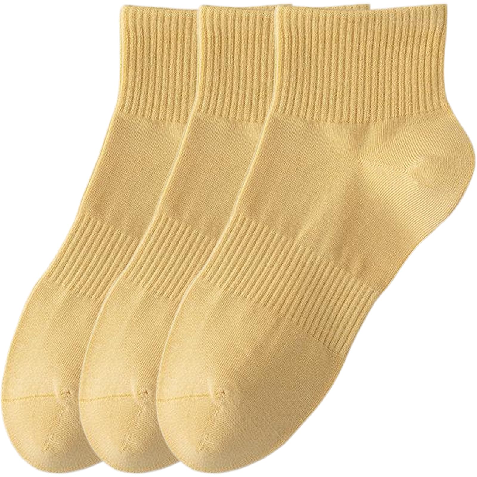 Hamjax 3 Pairs Womens Casual Socks Cotton Sneaker Socks Ankle Socks, 3 Pairs, Cream Yellow