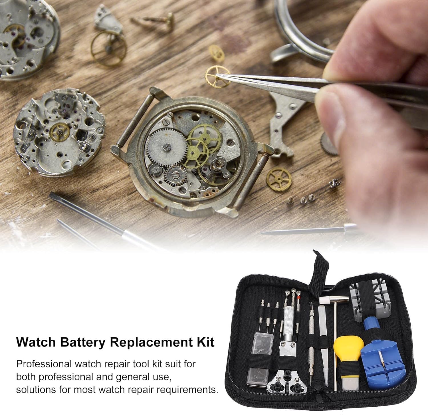 Kit de reparación de Relojes de 14 Piezas para Reparar y reemplazar la batería del Reloj, Kit de Herramientas de reemplazo de batería de Reloj con Bolsa de Transporte de