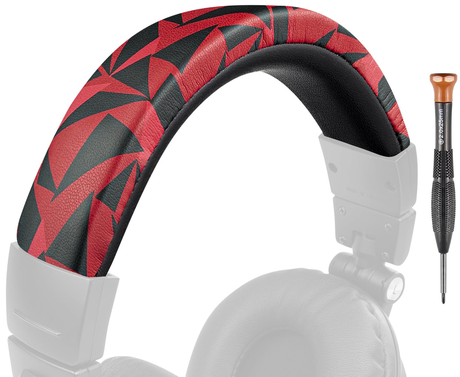 SOULWIT Headband Cover for Audio Technica ATH M50, M50X, M50XWH, M50XBT, M50XBT2, M50S/LE Headphones, Replacement Headstrap Pad Repair Part (Red Storm