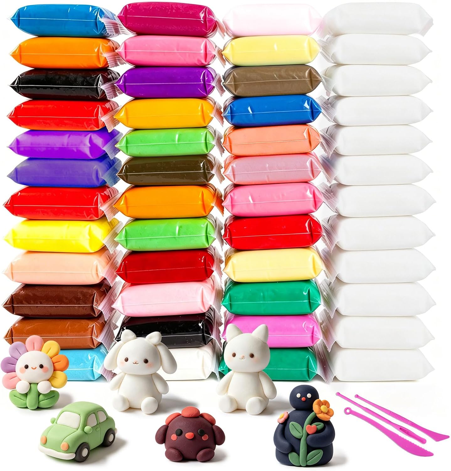 Air Dry Clay - 36 Colors Modeling Clay for Kids, Boys and Girls, Air Dry Clay Bulk Kit for Adults with 3 Sculpting Tools and Instructions, Safe, Non-Toxic, DIY Model Magic Clay Gifts Kids Toys