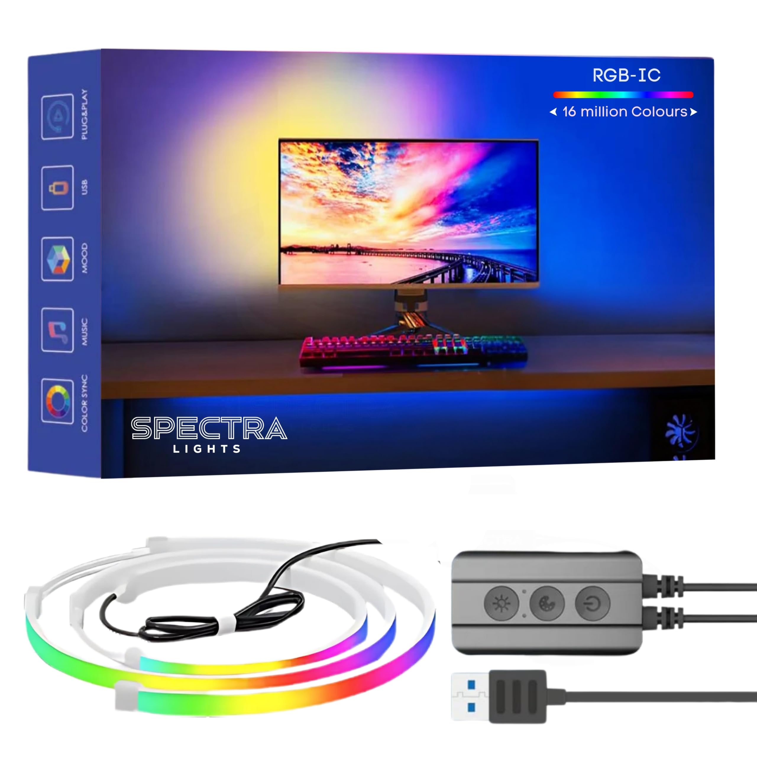 LED Backlight for 24-32 inch TVs with PC, Screen Sync. Enhance Your TV, Gaming, Music and Entertainment Experience (32 inch)-image-20