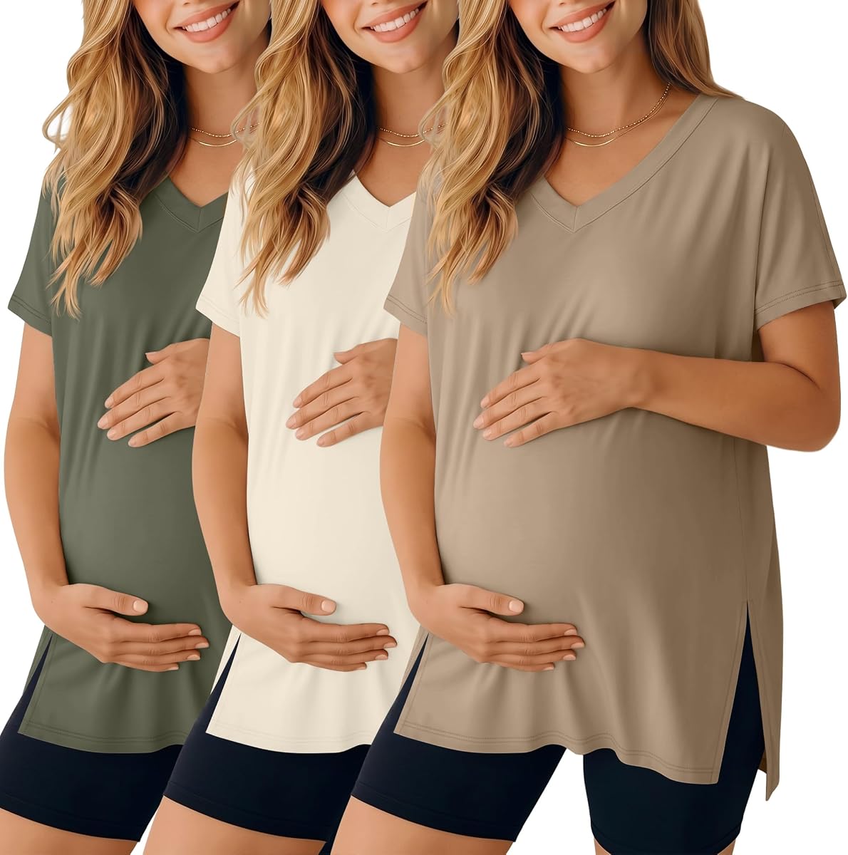 Ficerd 3 Pack Women's Maternity Shirts