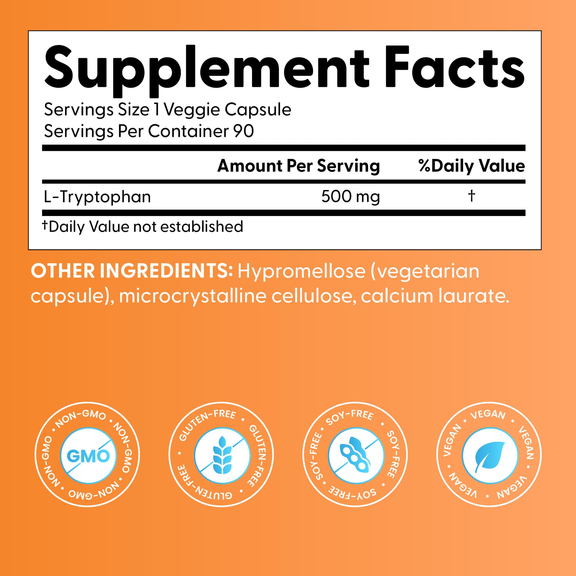 Doctor's Best L Tryptophan Supplement, for Men & Women, 90 Veg Capsules — Amazon image 2