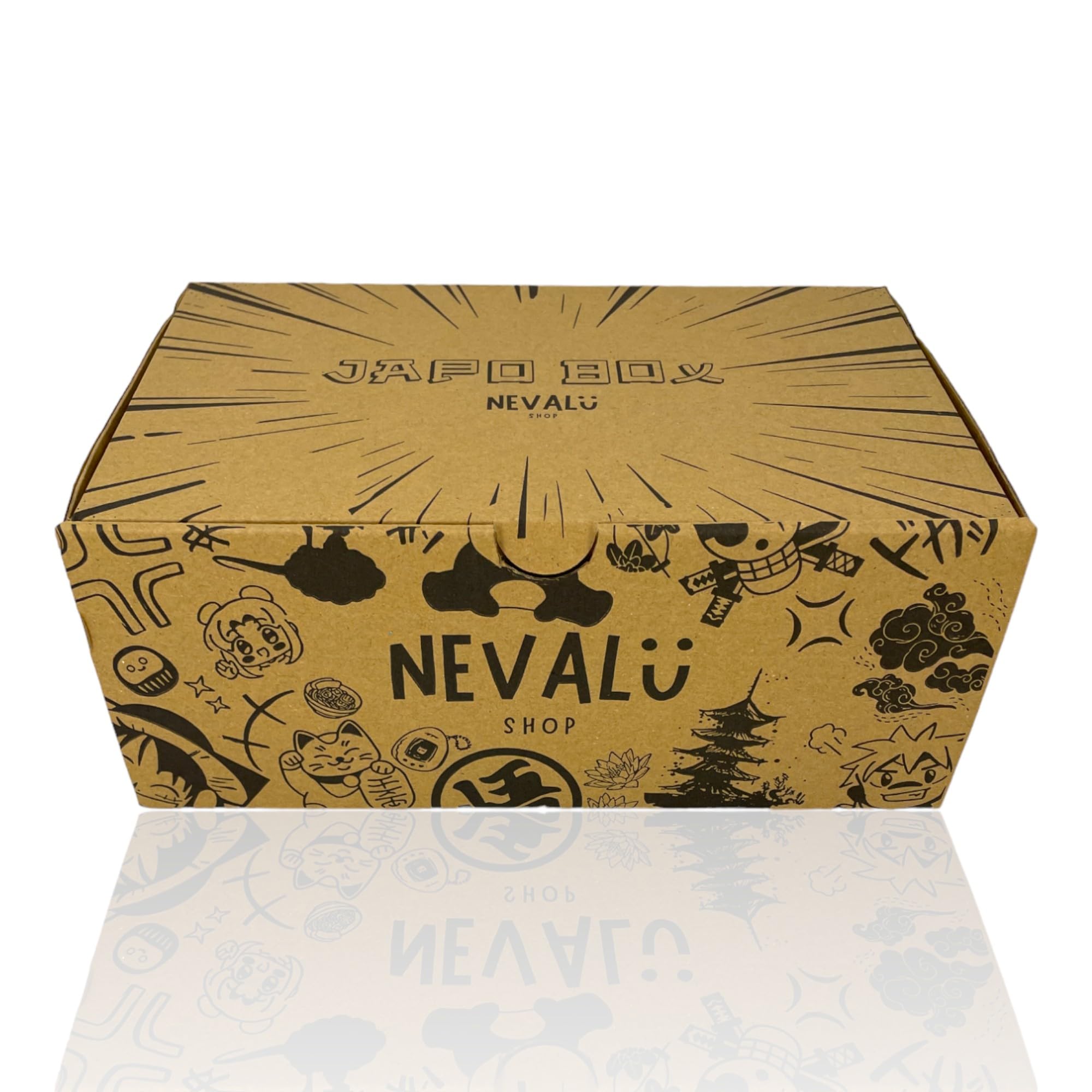 Japo Box NEVALÜ. Surtido de Productos Asiáticos. Bebidas, Snacks, Golosinas y Dulces de Asia. Delicias Asiáticas para Regalar.