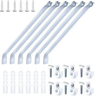 6 Pcs Support Brackets for Wire Shelving 17 Inch White Metal Wire Shelf Brackets with Anchors and Pins Closet Shelf Brackets for Wardrobe and Wall Bracket Installation