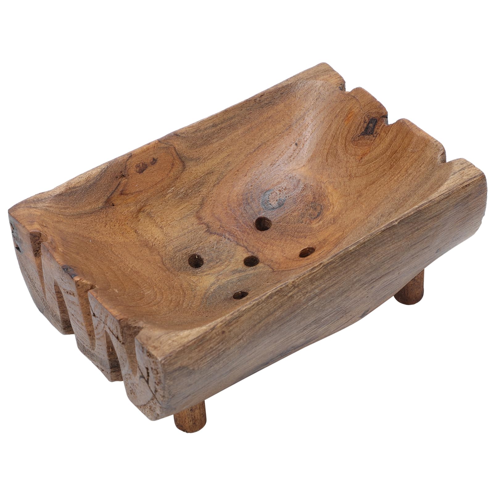 Jabonera De Madera Maciza Color Café Patas, Organizador y Caja De Almacenamiento para Baño y Cocina, Soporte Drenante para Jabón, Práctico y Natural, Juego 1 Unidad