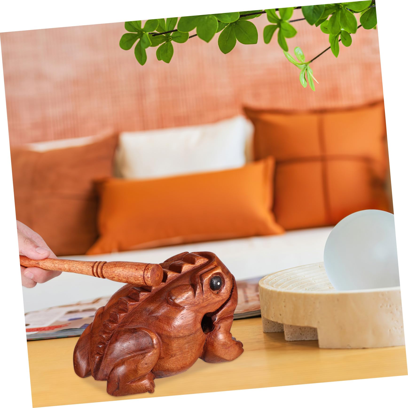 TOPBATHY 3 Stück Teiliges Holz Klangtier mit Frosch Schwein Eule Kreatives Holz Schlaginstrument Percussion Sound Block für Deko und Geschenk Naturbelassenes Musikspielzeug