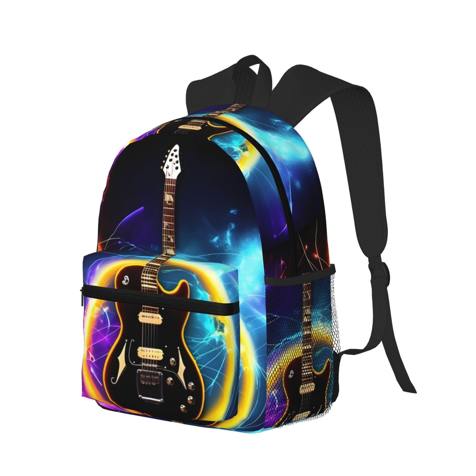 Magiczna gitara elektryczna muzyka plecak na co dzień wielofunkcyjna torba na co dzień, lekka i wygodna, pasuje na wakacje, Czarny, rozmiar uniwersalny