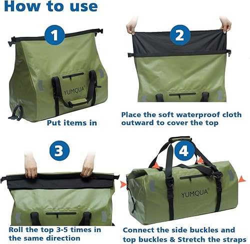Miniatura 4 de YUMQUA Waterproof Duffel Bag, Motorcycle Duffle Bag, Heavy Duty Roll Top Large Dry Bags Waterproof with Durable Straps & Handle for Travel Outdoor