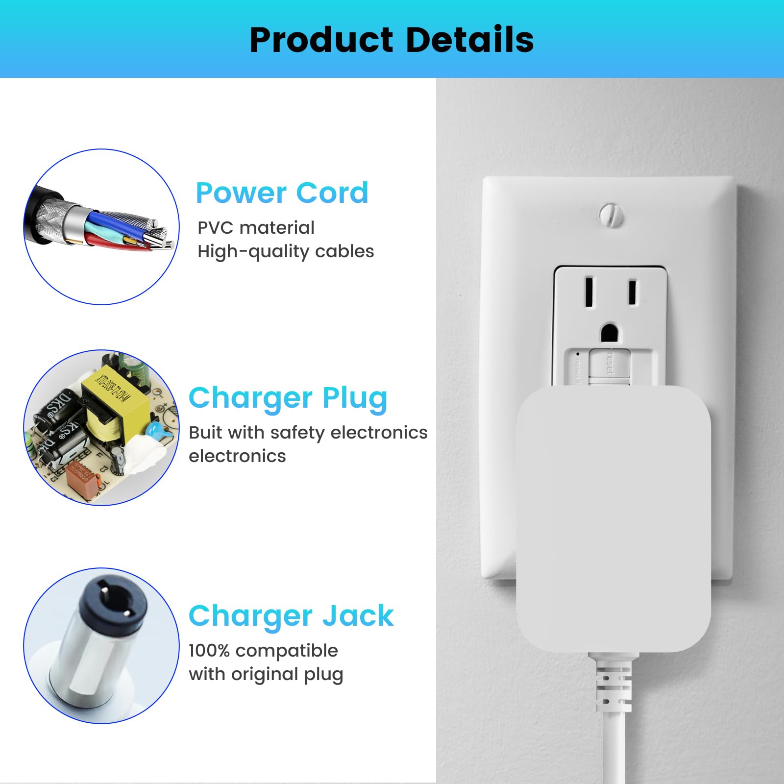 Repuesto de 5 salidas para Lemax 94563 adaptador de corriente de conmutación de 4.5 voltios compatible con Lemax Lighted Village 74707 74295 84428 44242 94565 94566 94527 94563 94564 44241 64563 17 74