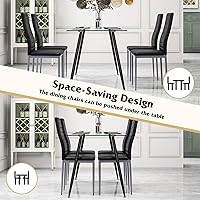 Vista 3 de Giantex Juego de mesa de comedor para 4, juego de sillas de mesa de cocina con mesa rectangular de vidrio de 51 pulgadas, 4 sillas de comedor Negro