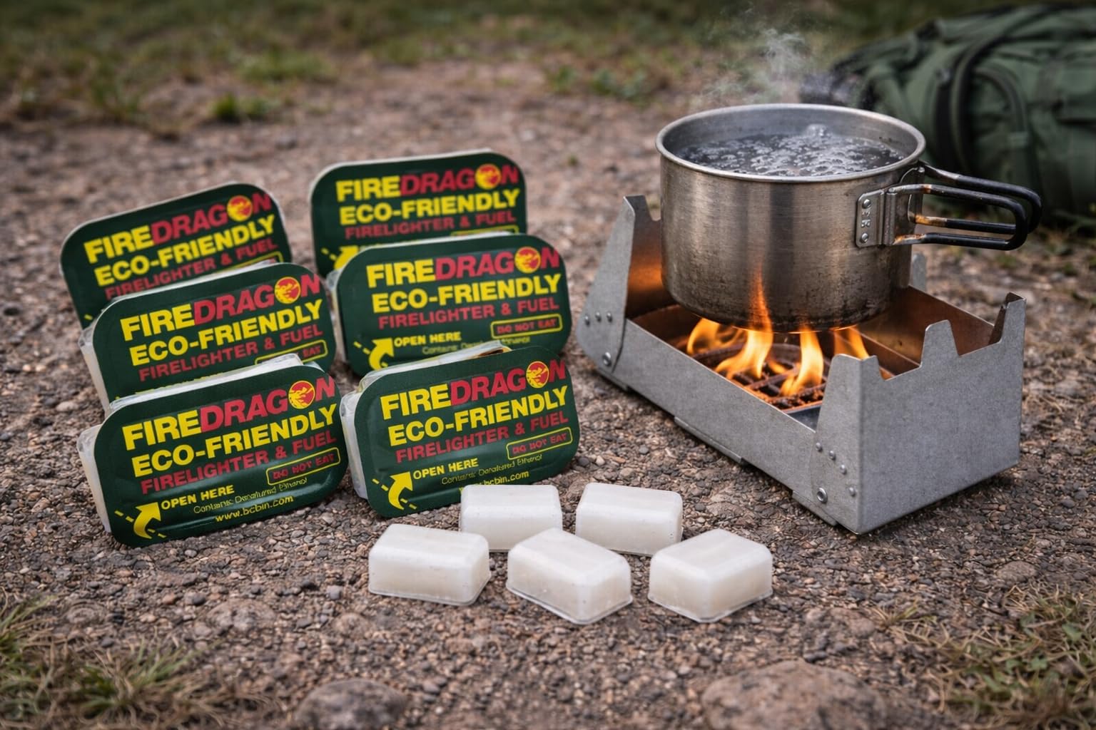 British Army Cooker & Fuel Set Compact Lightweight Folding Backpack Stove | Fire Dragon Gel Blocks Included | Military Camping Bushcraft Survival Cooking