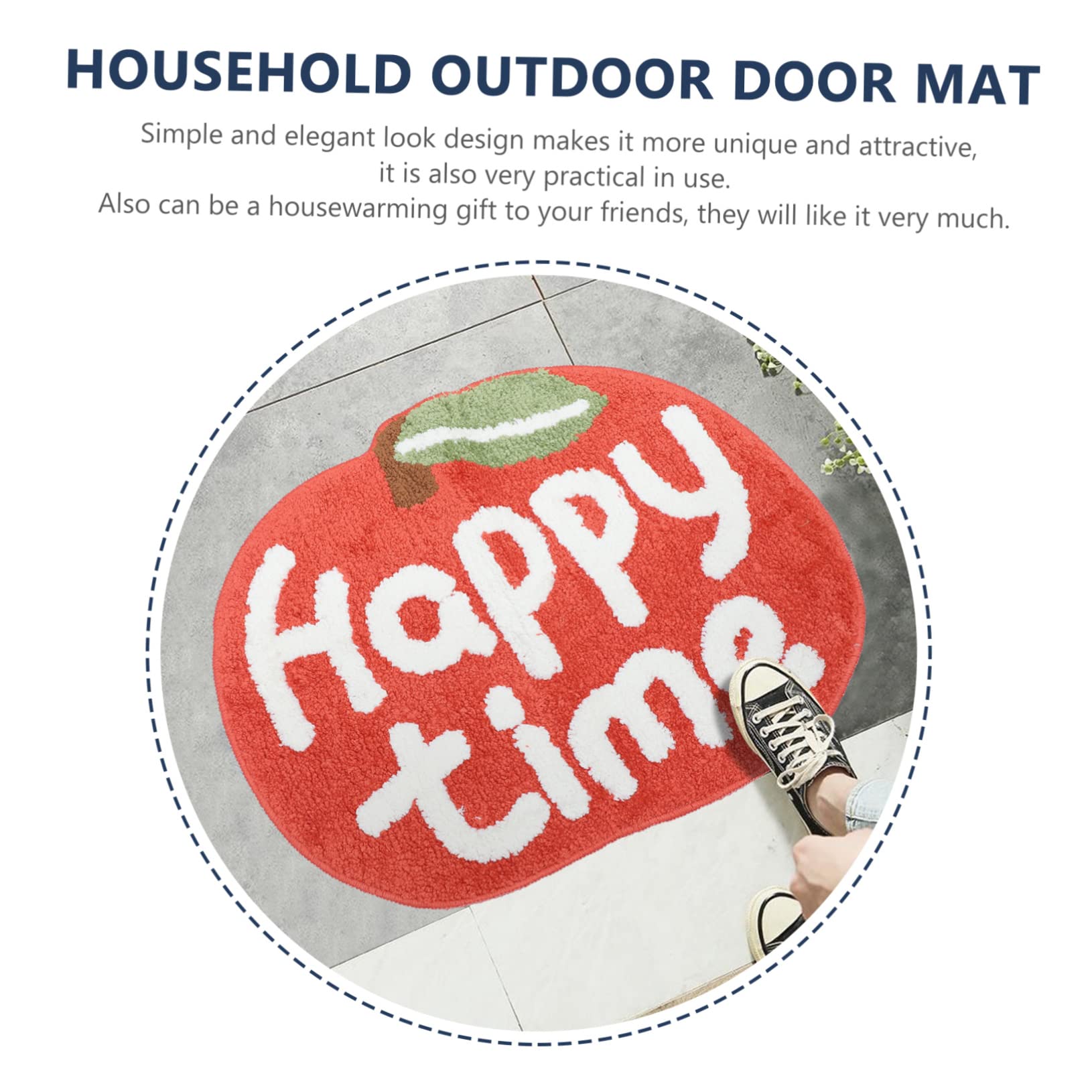 Abaodam 1Pc Cartoon Apple Shaped Non Slip Floor Mat Water Absorption Door Carpet for Home Entrance Living Room and Play Area Fun and Functional Design