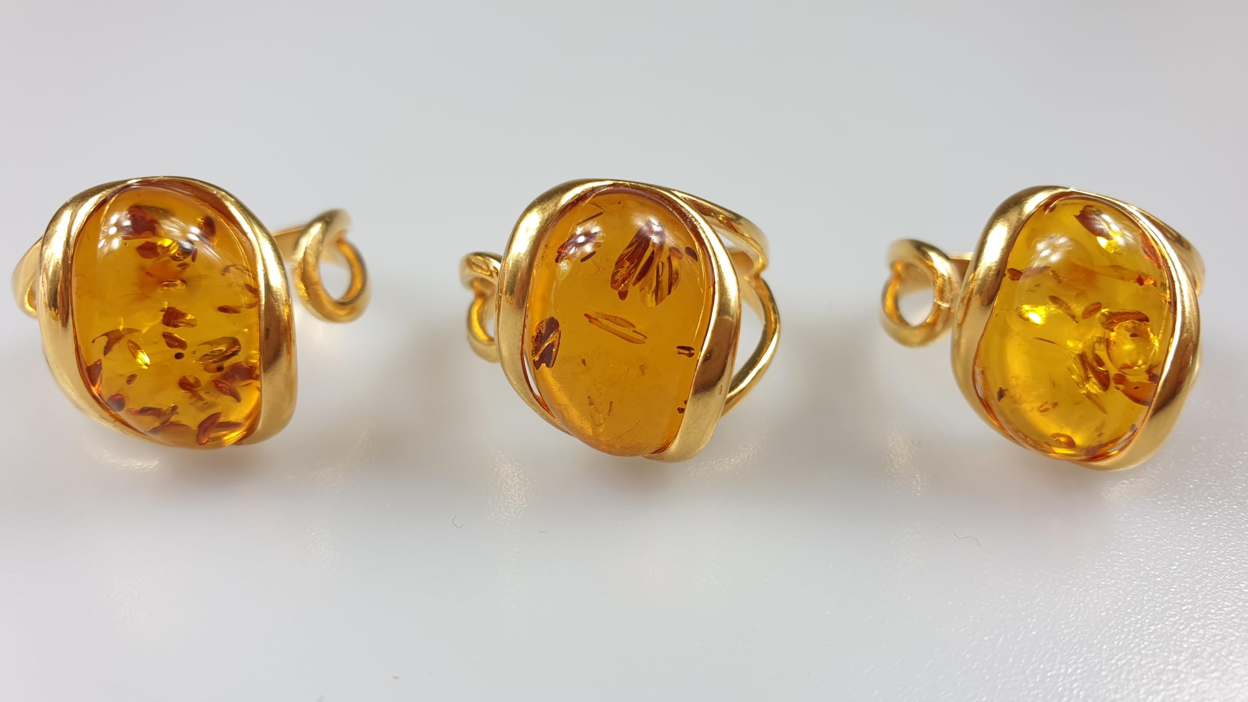 Golden One Ring, verstellbar, baltischer Bernstein, 925er Sterlingsilber, kleines Geschenk