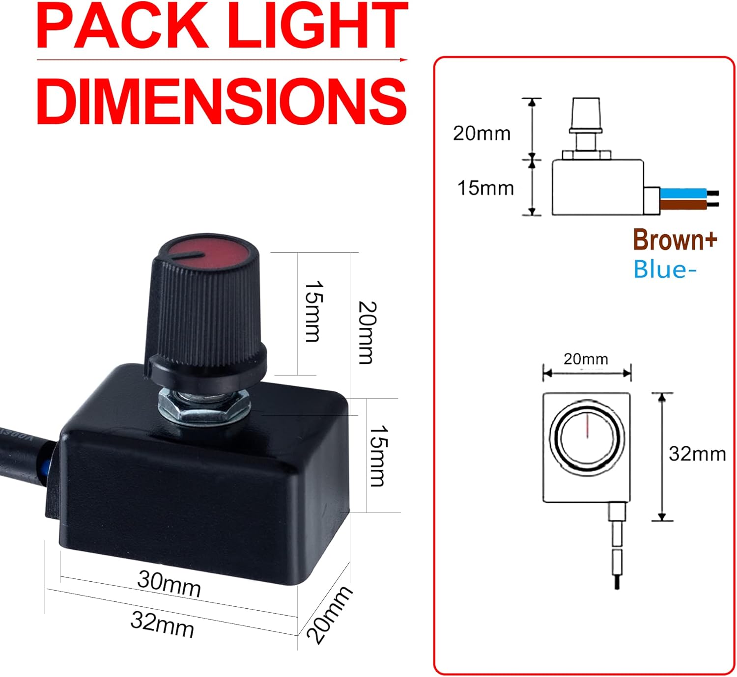 DC 0/1-10V Led Dimmer with Rotary Control Switch, PWM Dimming for LED Light Car Lighting Dimmable Spotlight Plant Growth Lamp High Bay Light... (2 pcs)