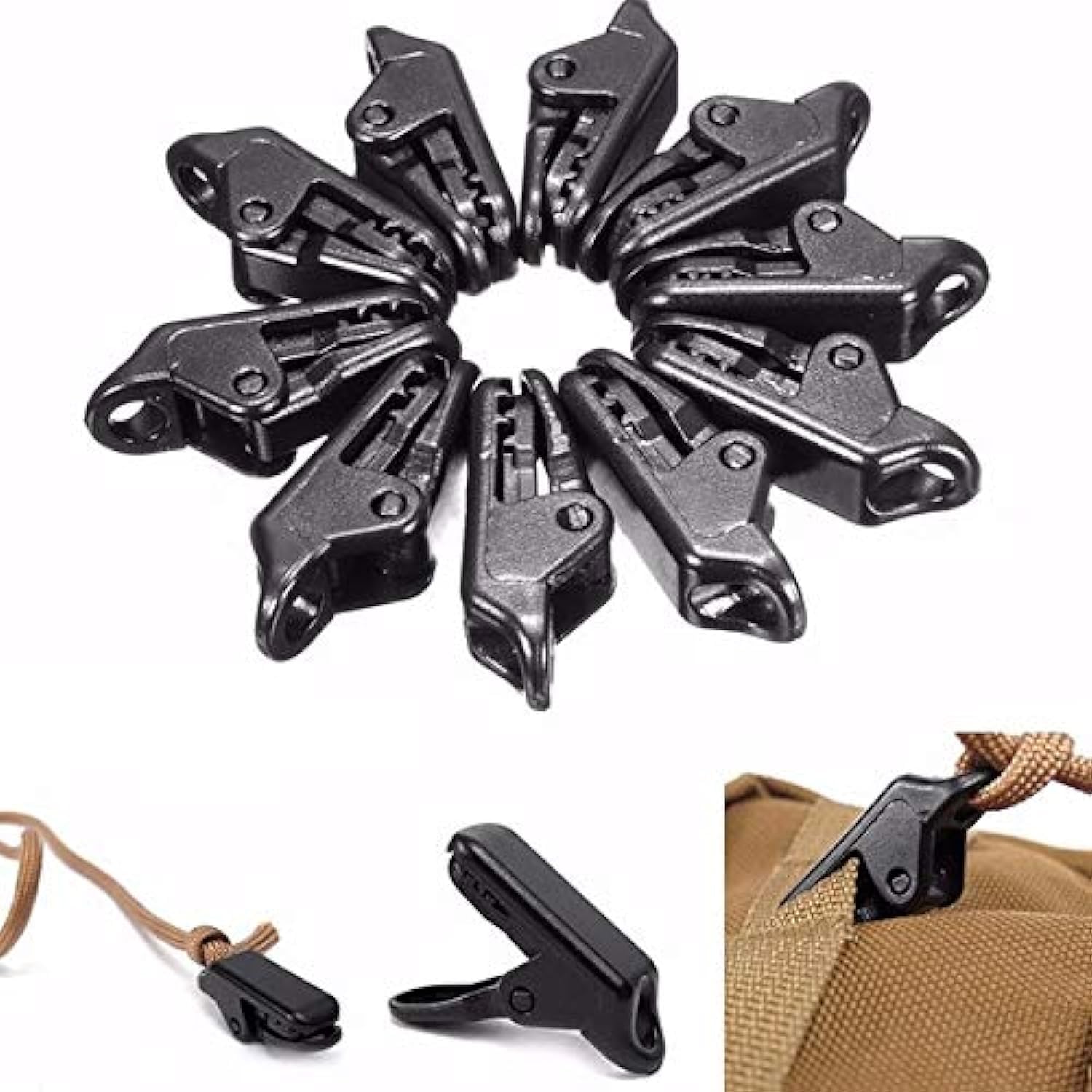 SOLDOUT™ 10 PCS Tent Hike Tarp Clip Anchor Outdoor Caravan Clamp Jaw Grip Camp Gripper Trap Tighten Snap Awning Canopy Tool Canvas Kit (Pack of 10)