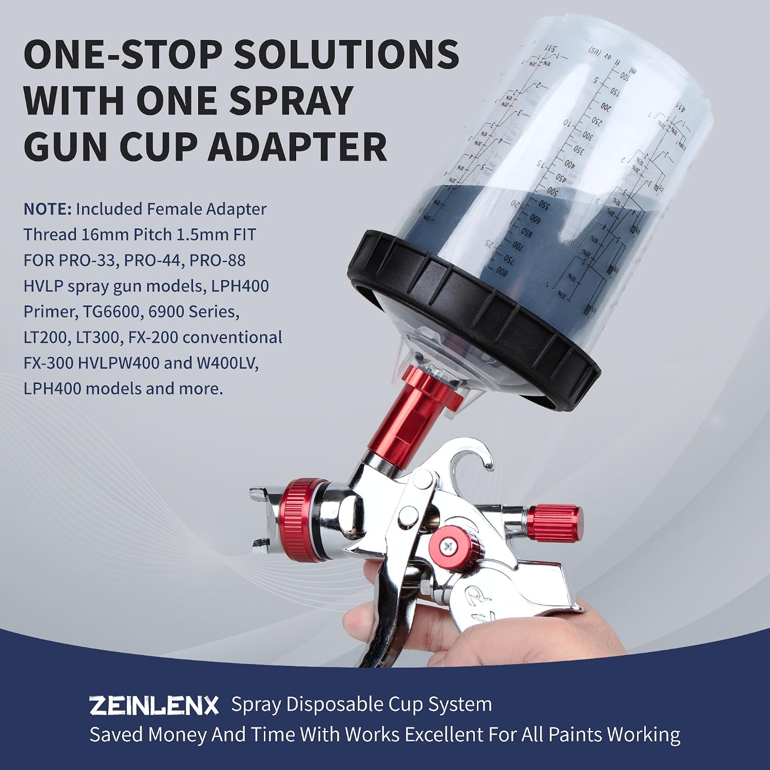Disposable Paint Gun Cup, HVLP Paint Sprayer Gun Mixing Cups | 27 Ounce(800ML) Kit with 45 Cups and Lids System, Suitable for Automotive, Car Painting And Furniture