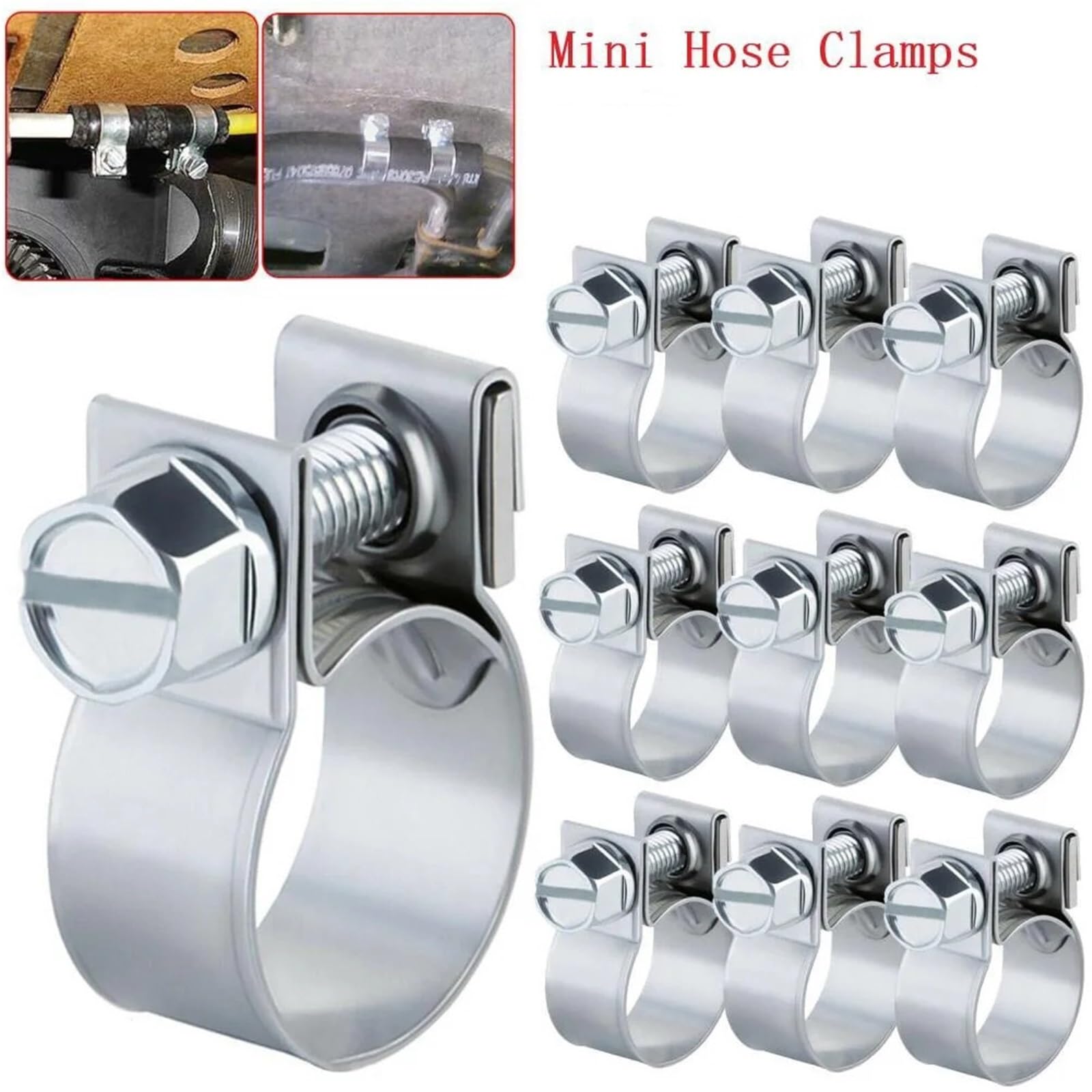 Stainless Steel Hose Clamp with Insert, One Ear, 5.9 mm - 7 mm Hose OD Range (Pack of 100), Oetiker Part 15400017 (Pack of 100)