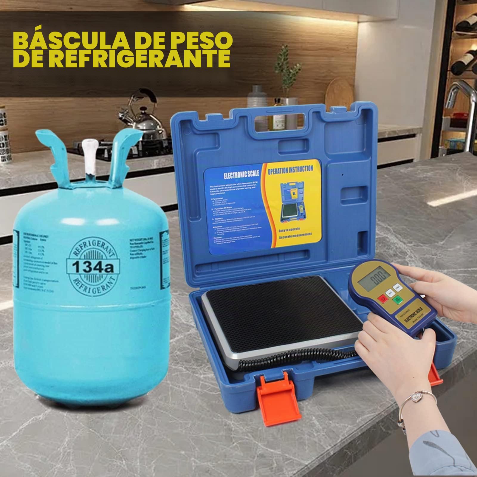 BACOENG Báscula Electrónica Refrigerante la Medida Más Pesada 100KG Pesadora de Carga de Refrigerante Escala de Peso Digital para HVAC y AC Alta Precisión