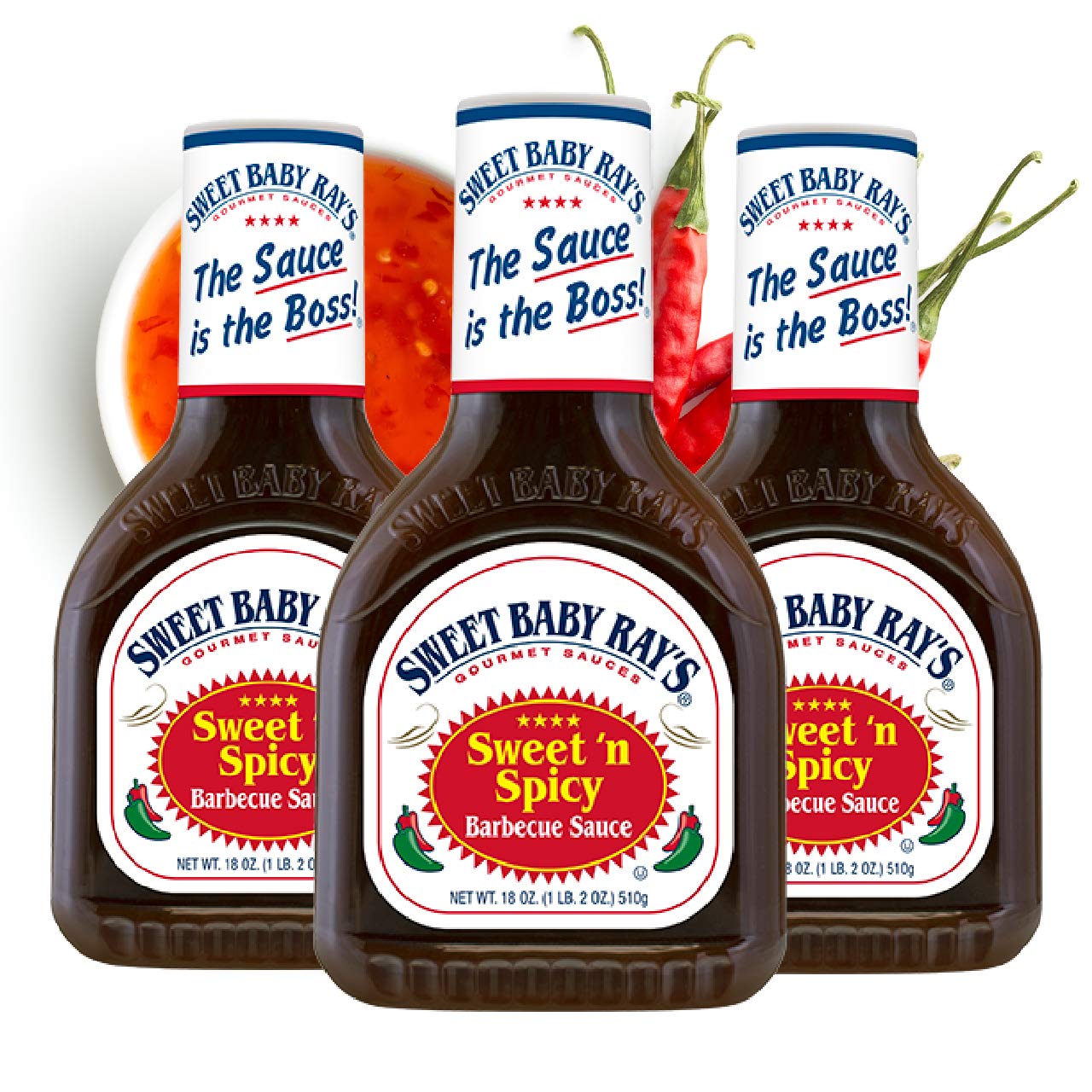 SWEET BABY RAY'S® | BBQ Sauce [SWEET' N SPICY] | 3er Pack (3 x 18 OZ, 425ml) Original amerikanische Barbecue Sauce | USA Grillsauce mit rauchigem, smoke Geschmack